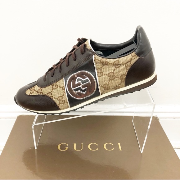 Mens Gucci Classic Sneakers GG Pattern Size 9 - Picture 2 of 8
